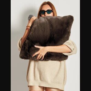 NIP Unhide Squish Pillow Machine Washable Chocolate Hare Square Retail $99.00